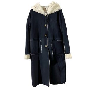 Skylar & Jade Faux Suede and Fur Womens L Mid-Long Coat with Hood.